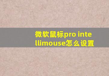 微软鼠标pro intellimouse怎么设置